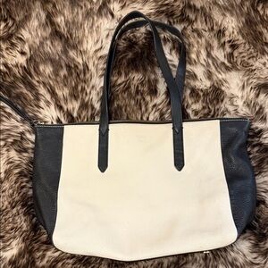 Fossil Black and Cream Shoulder Bag